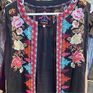 Johnny Was (JWLA) embroidered long linen duster